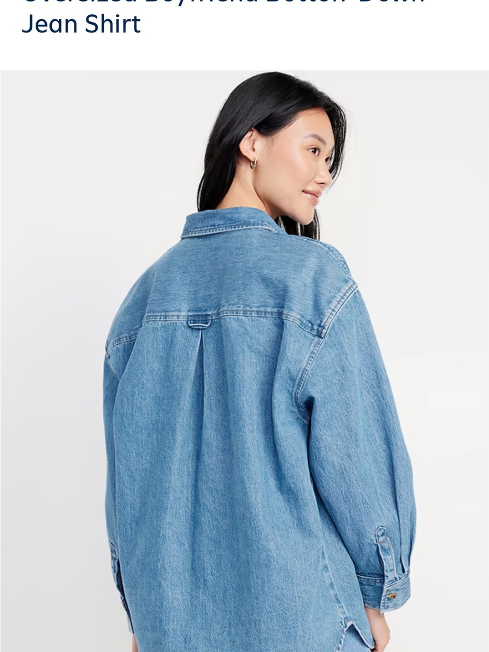 Oversized Boyfriend Button-Down Jean Shirt Old Navy NEW L - Picture 7 of 10